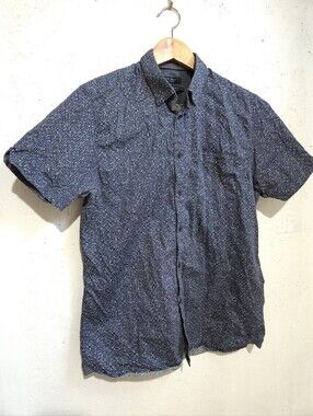 Ted Baker Navy Speckled Short-Sleeve Button-Down Shirt